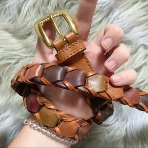 Leather multicolored chain braid belt